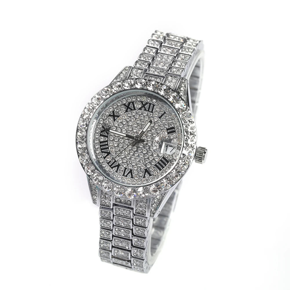 Hip Hop Women Bling Luxury Wrist Watch Full Iced Out Quartz Female Watch Smaller Size Bling Watches