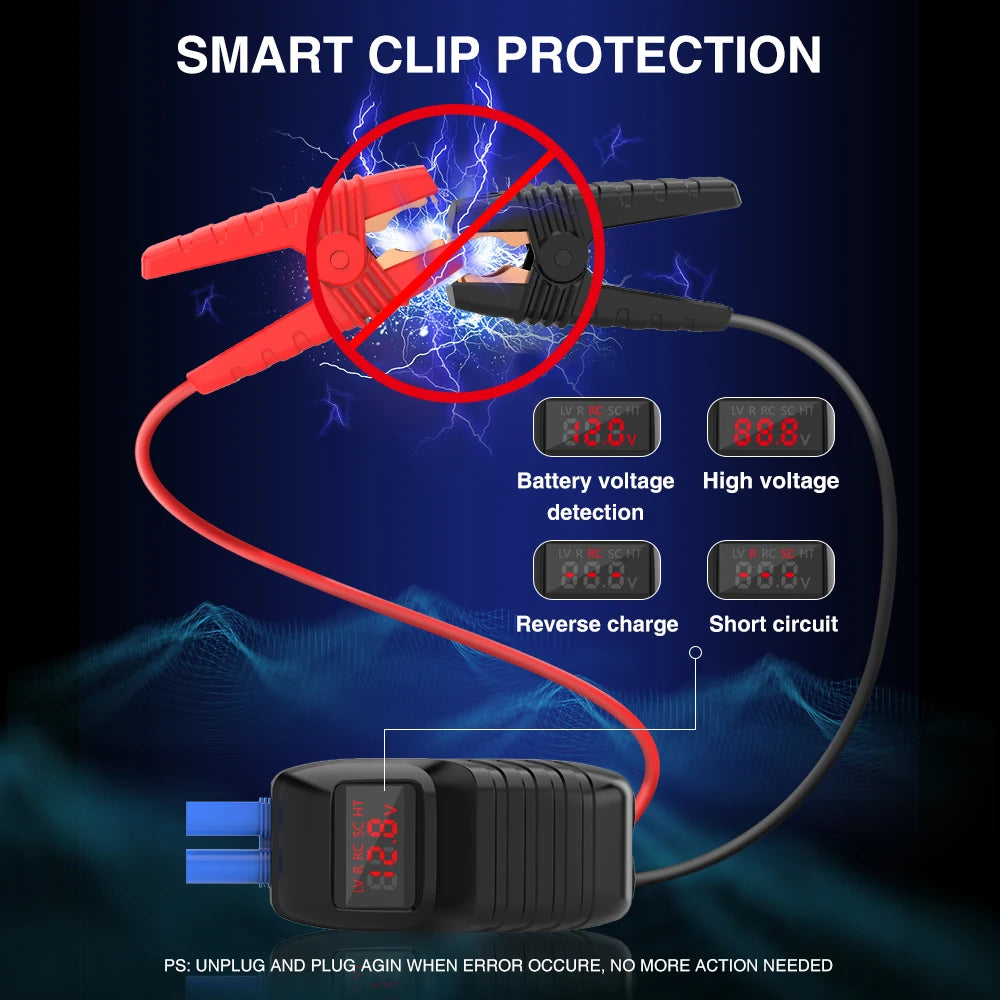 Car Jump Starter  2500A Power Bank Car Battery with 10W Wireless Charger LCD Screen Safety Hammer Jump starter