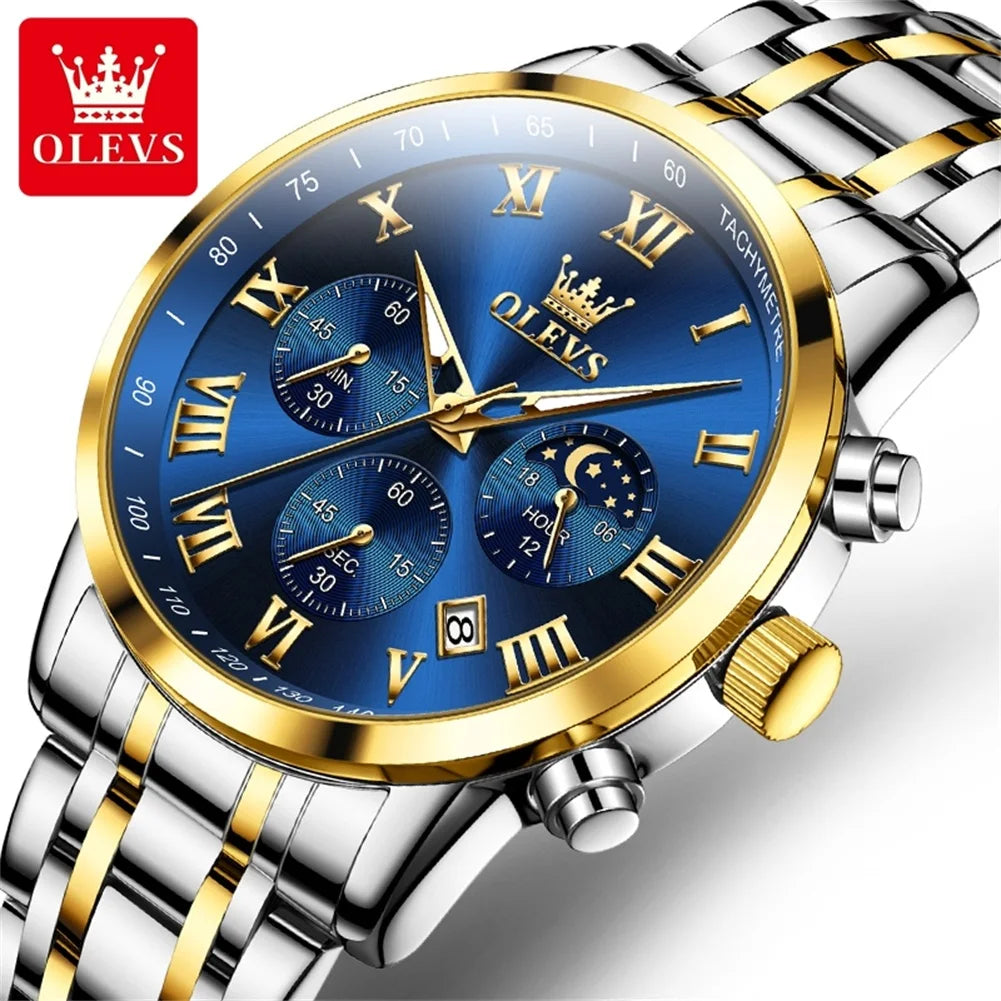 Original OLEVS Top Brand 5529 Men's Watch Quartz Stainless Steel Green Watches for Men Luxury Business Luminous Smartwatch Reloj