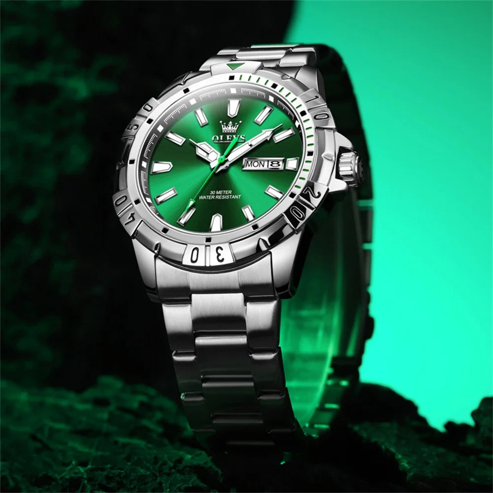 OLEVS 5560 Hot Selling Styles Oem Custom logo Odm Stainless Steel Waterproof Luminous Calendar Quartz Watch for Man