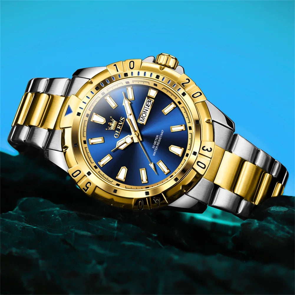 OLEVS 5560 Hot Selling Styles Oem Custom logo Odm Stainless Steel Waterproof Luminous Calendar Quartz Watch for Man