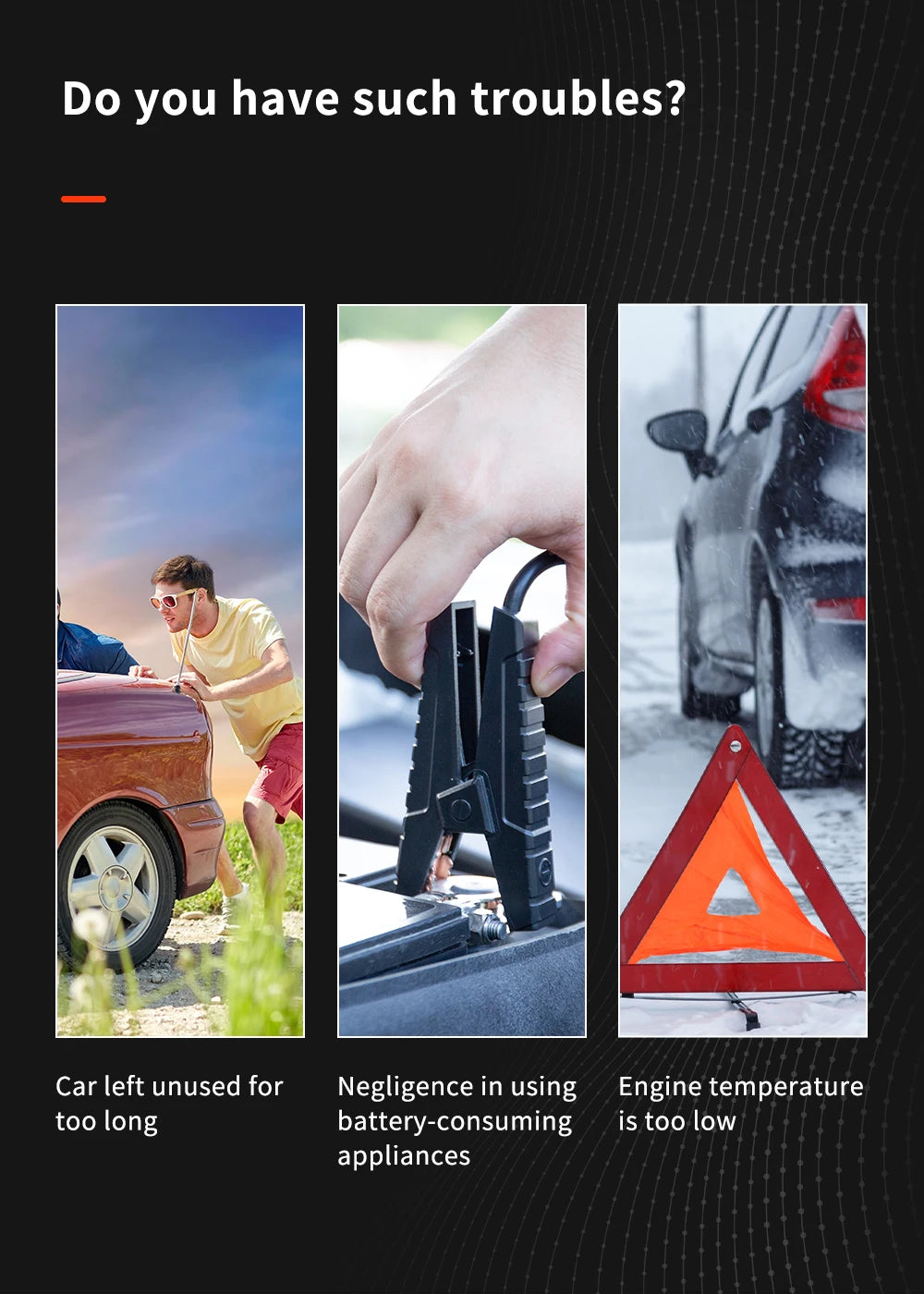 Car Jump Starter  2500A Power Bank Car Battery with 10W Wireless Charger LCD Screen Safety Hammer Jump starter