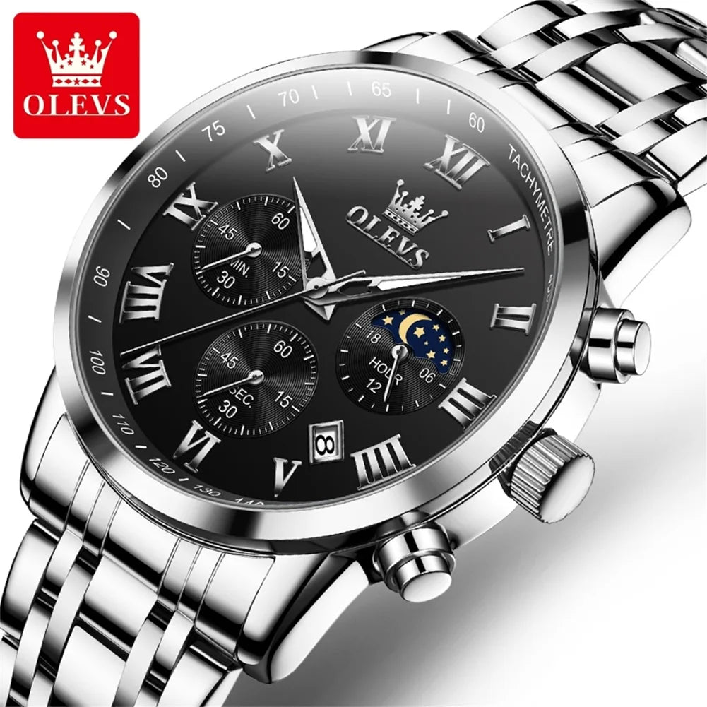 Original OLEVS Top Brand 5529 Men's Watch Quartz Stainless Steel Green Watches for Men Luxury Business Luminous Smartwatch Reloj