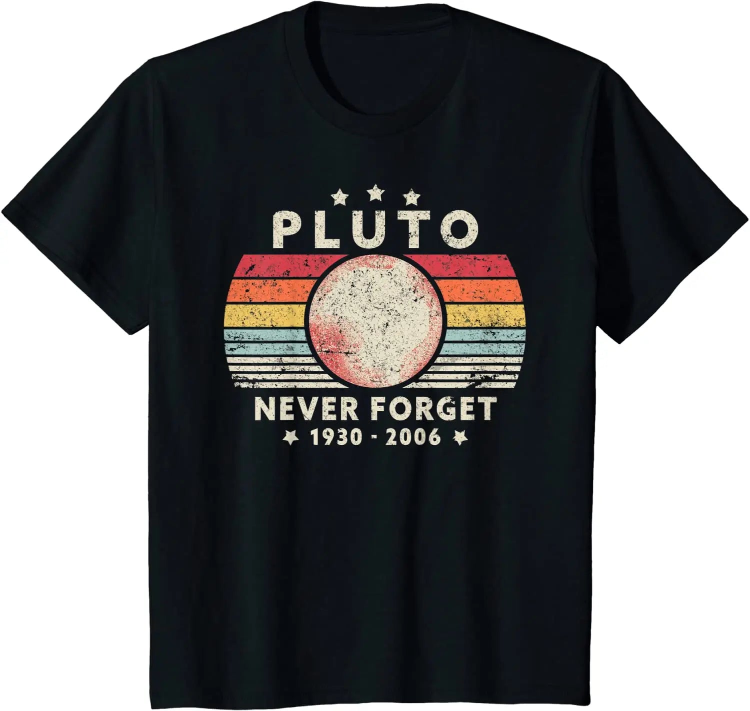 2023 T Shirt Men Summer Tops Tees Male Never Forget Pluto Retro Style Funny Space Science 80030