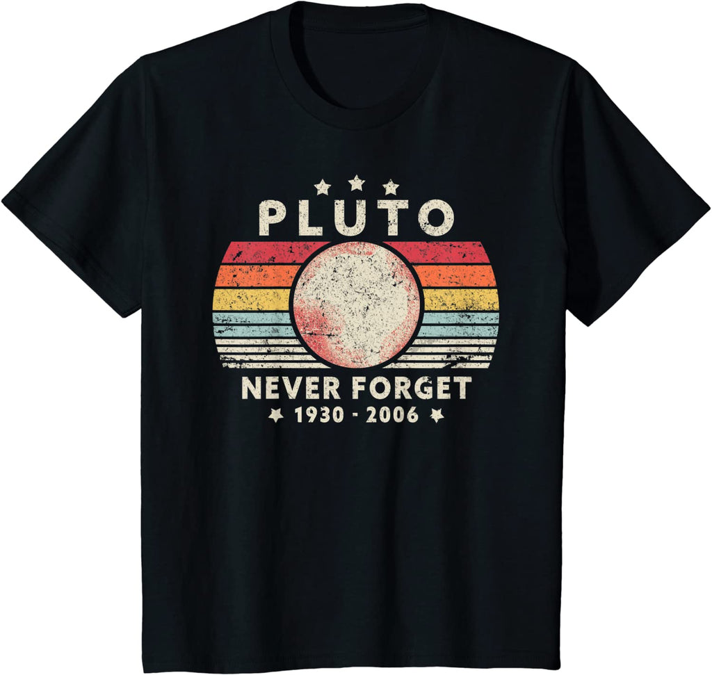 2023 T Shirt Men Summer Tops Tees Male Never Forget Pluto Retro Style Funny Space Science 80030