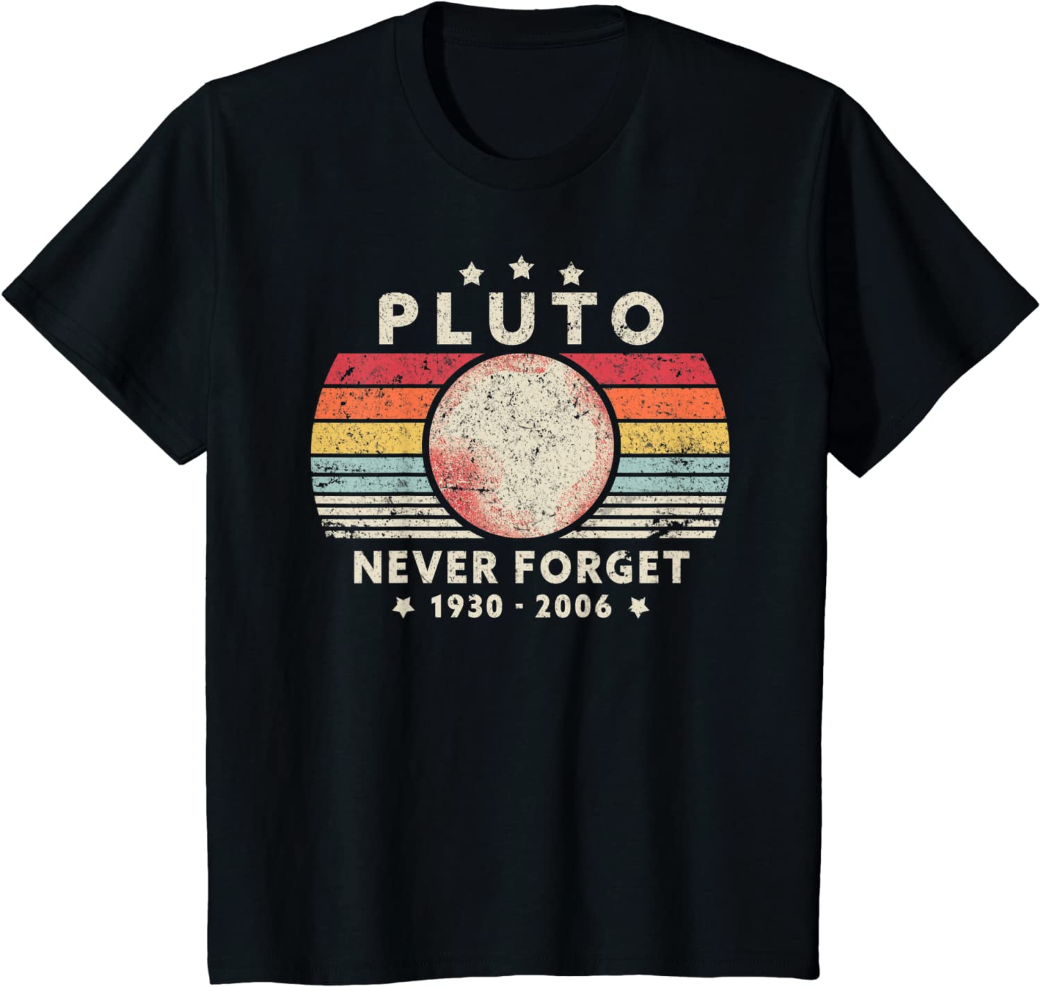 2023 T Shirt Men Summer Tops Tees Male Never Forget Pluto Retro Style Funny Space Science 80030