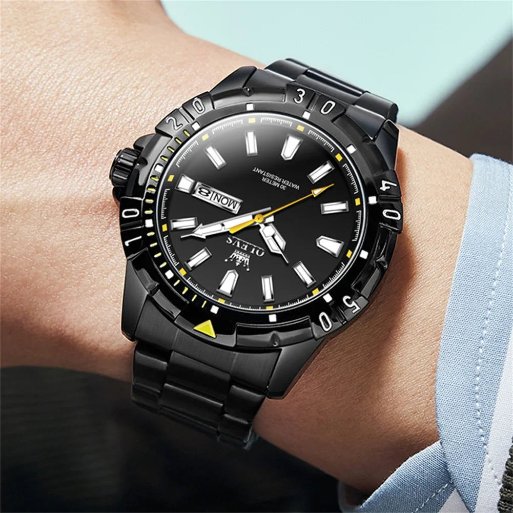 OLEVS 5560 Hot Selling Styles Oem Custom logo Odm Stainless Steel Waterproof Luminous Calendar Quartz Watch for Man