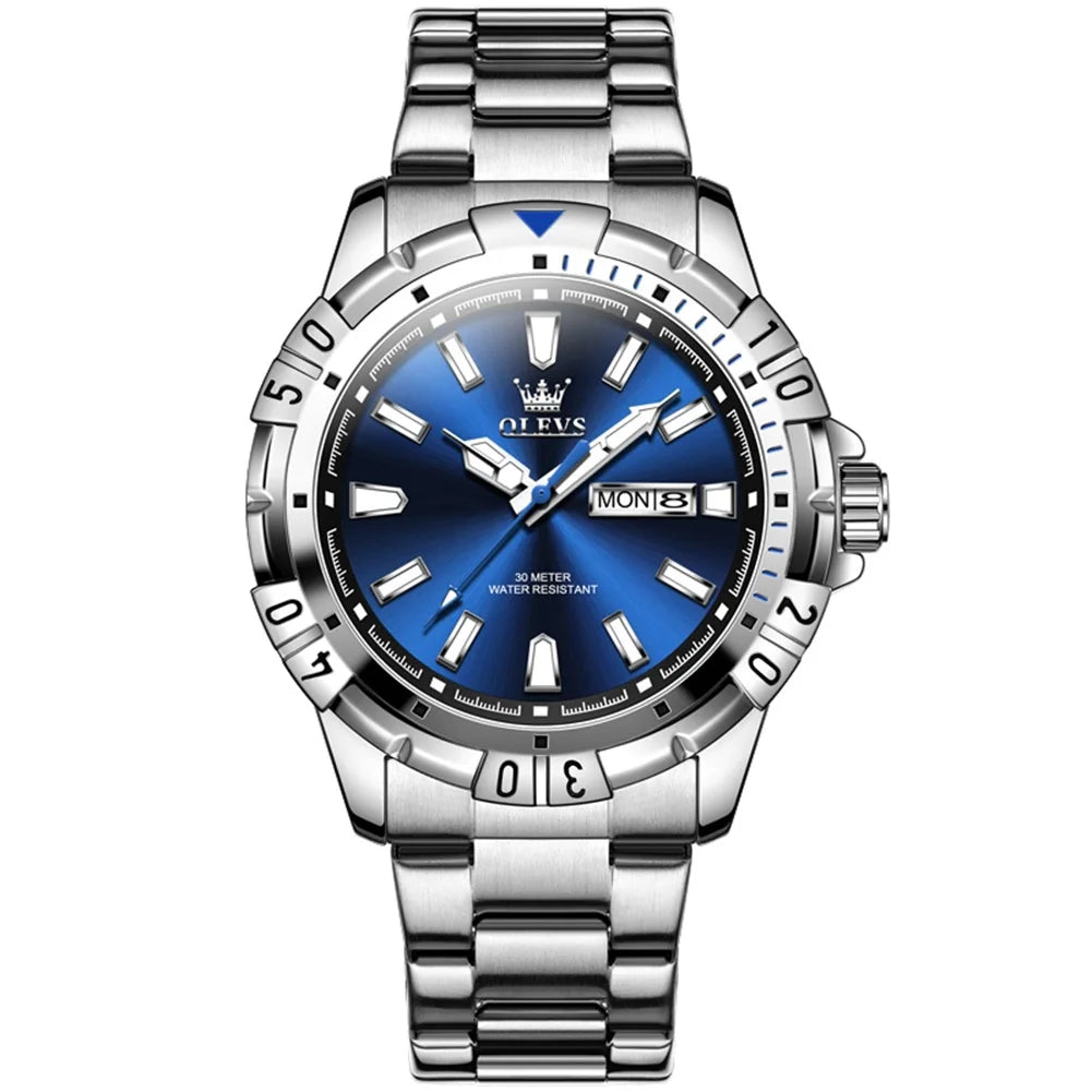 OLEVS 5560 Hot Selling Styles Oem Custom logo Odm Stainless Steel Waterproof Luminous Calendar Quartz Watch for Man
