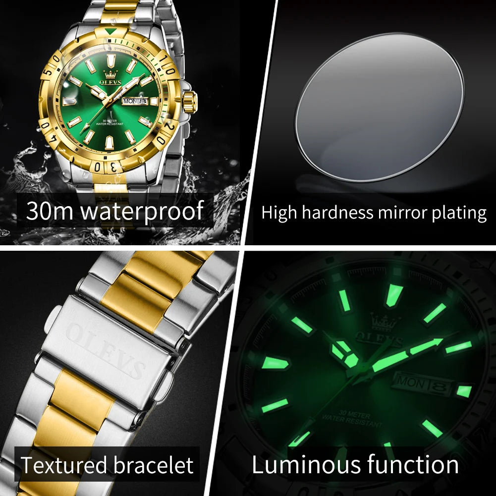 OLEVS 5560 Hot Selling Styles Oem Custom logo Odm Stainless Steel Waterproof Luminous Calendar Quartz Watch for Man