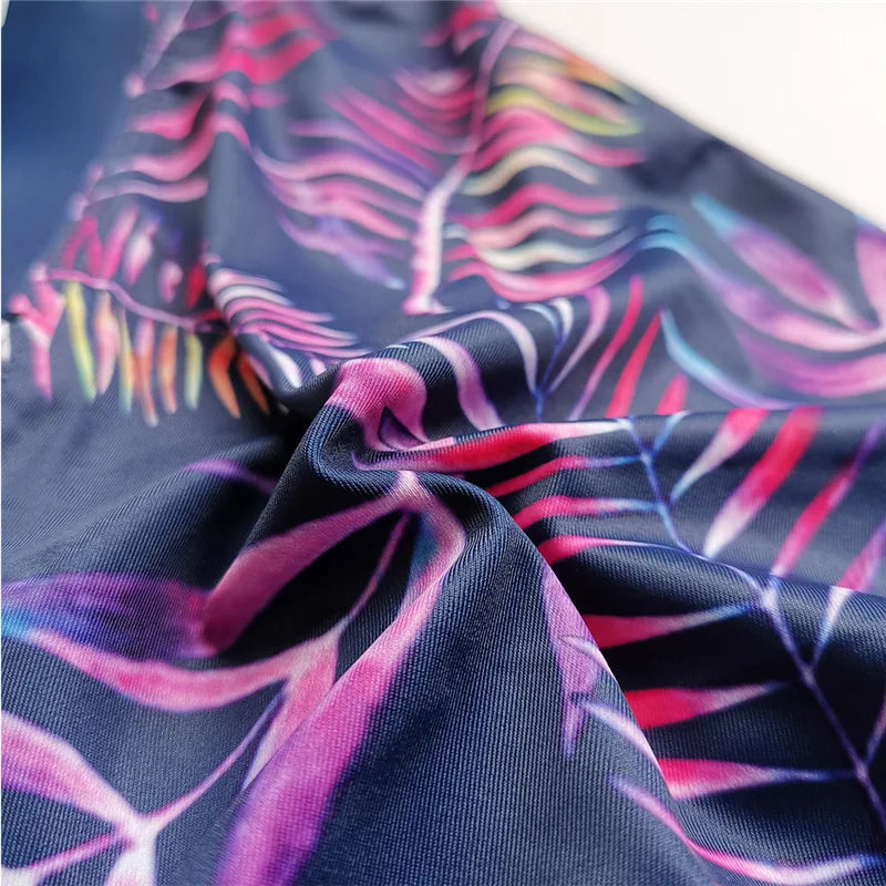 GZFZ-UXH121 Mens Bikini Briefs Beach Swimming Pants Colorful Leaf Printed Men's Swimming Trunks Eco Friendly Swimwear