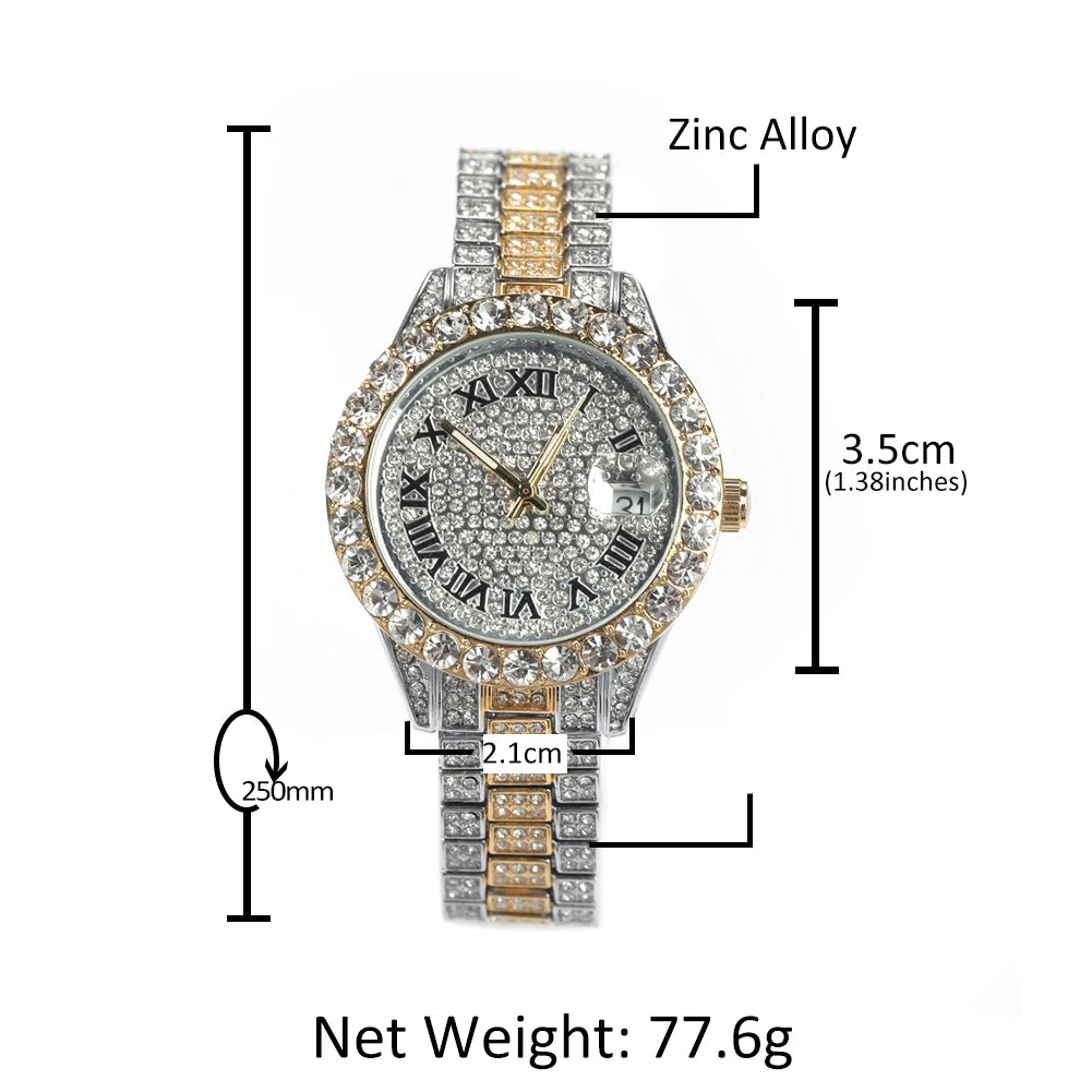 Hip Hop Women Bling Luxury Wrist Watch Full Iced Out Quartz Female Watch Smaller Size Bling Watches