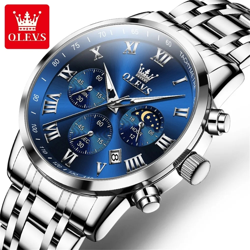 Original OLEVS Top Brand 5529 Men's Watch Quartz Stainless Steel Green Watches for Men Luxury Business Luminous Smartwatch Reloj