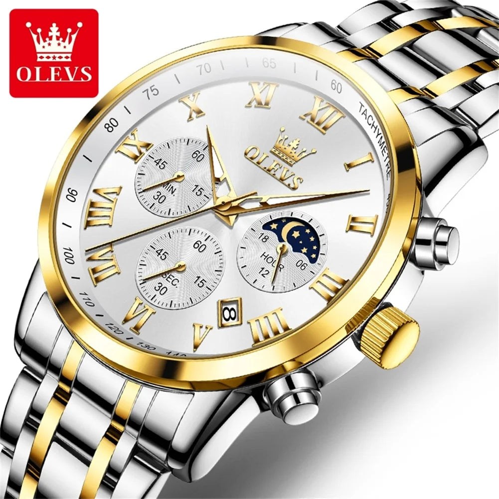 Original OLEVS Top Brand 5529 Men's Watch Quartz Stainless Steel Green Watches for Men Luxury Business Luminous Smartwatch Reloj