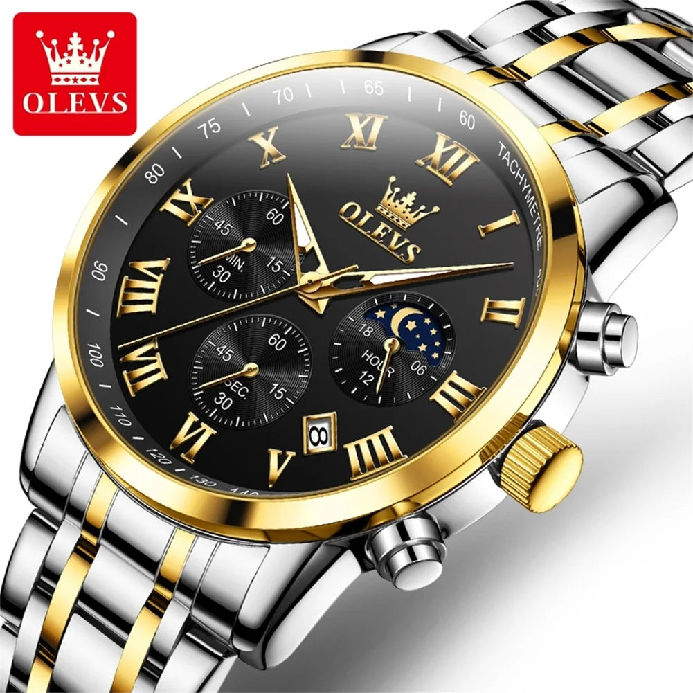 Original OLEVS Top Brand 5529 Men's Watch Quartz Stainless Steel Green Watches for Men Luxury Business Luminous Smartwatch Reloj