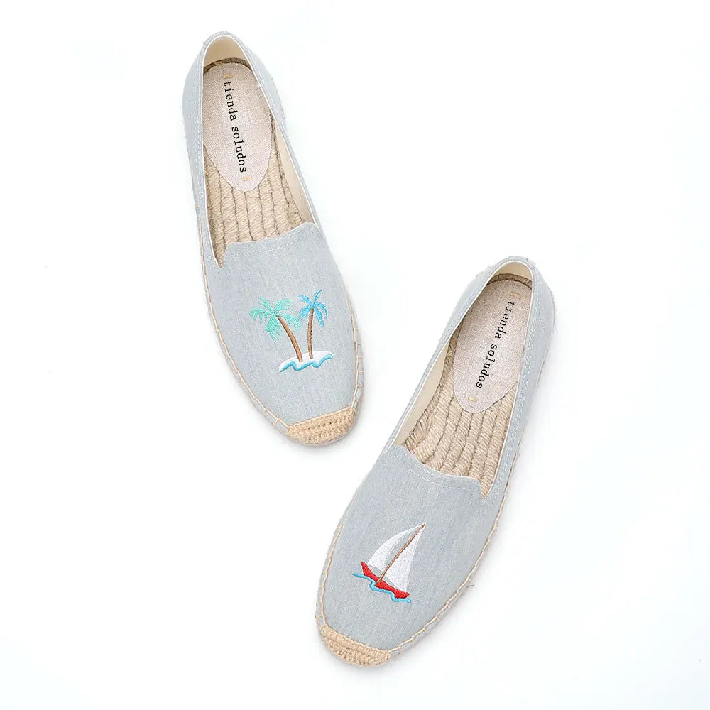 Zapatillas Mujer New Flat Platform Hemp Rubber Slip-on Casual Spring/autumn Hand-painted Sapatos Womens Espadrilles Shoes