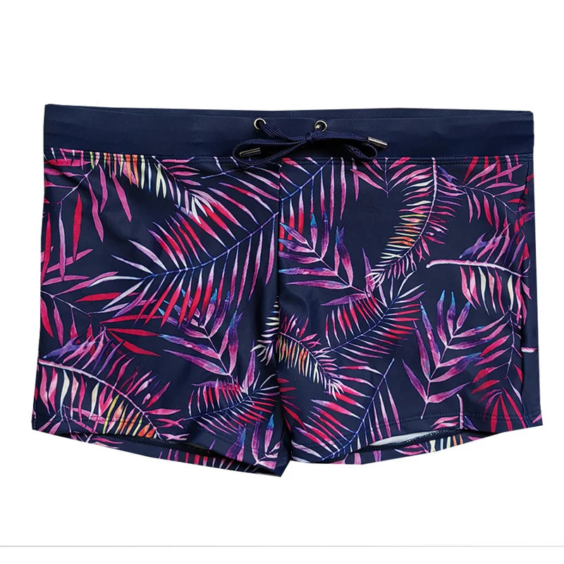 GZFZ-UXH121 Mens Bikini Briefs Beach Swimming Pants Colorful Leaf Printed Men's Swimming Trunks Eco Friendly Swimwear