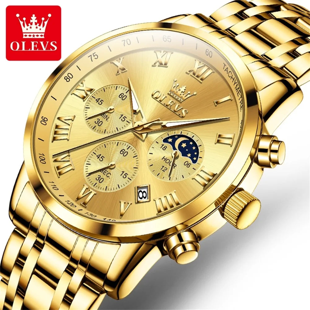 Original OLEVS Top Brand 5529 Men's Watch Quartz Stainless Steel Green Watches for Men Luxury Business Luminous Smartwatch Reloj