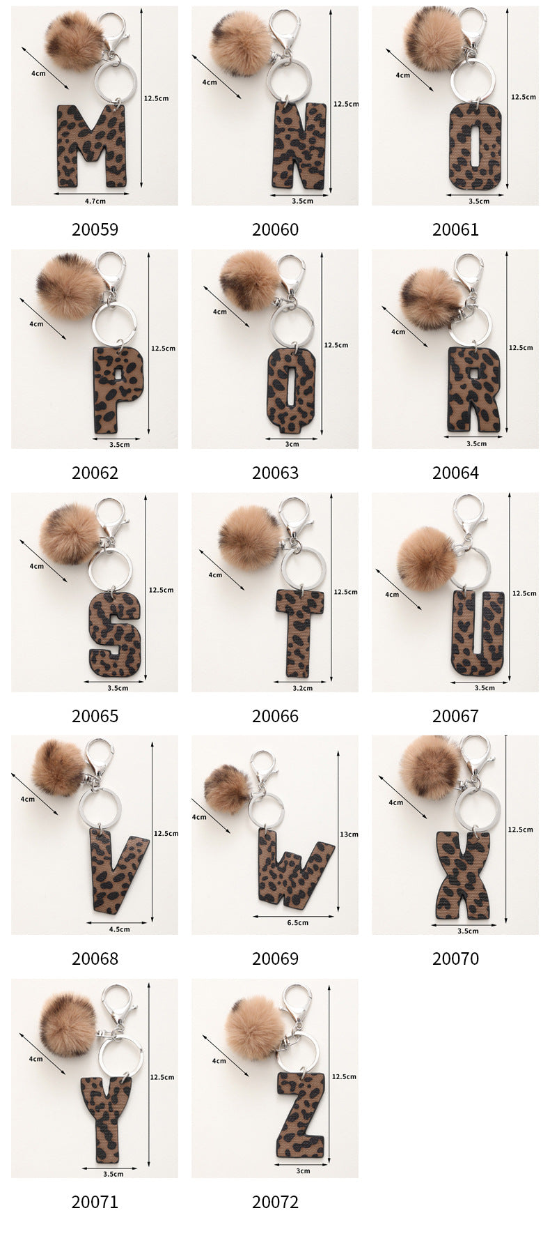 Fashion Leopard English Alphabet Artificial Leather Keychain Exquisite Letter Keyring Women Handbag Charms Accessories Gifts