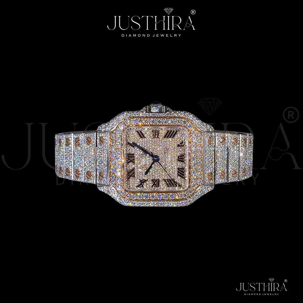 Most Selling Waterproof Stainless Steel Fashion Moissanite Diamond Watch for Men Luxury Iced Durable Construction Available
