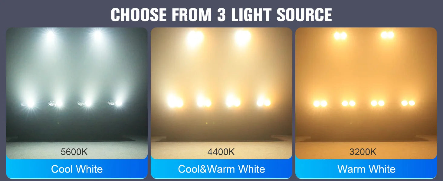 Fieryzeal 2PCS 200W COB LED Par Light 2x100W Cool&Warm White 2IN1 RGB Audience Light DMX Strobe Stage Light for DJ Disco Party