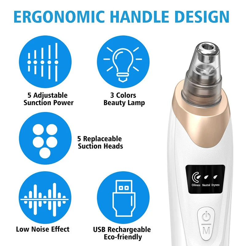 Electric Blackhead Remover Vacuum Acne Cleaner Black Dots Removal Facial Deep Cleansing Pore Cleaner Machine Skin Care Tools