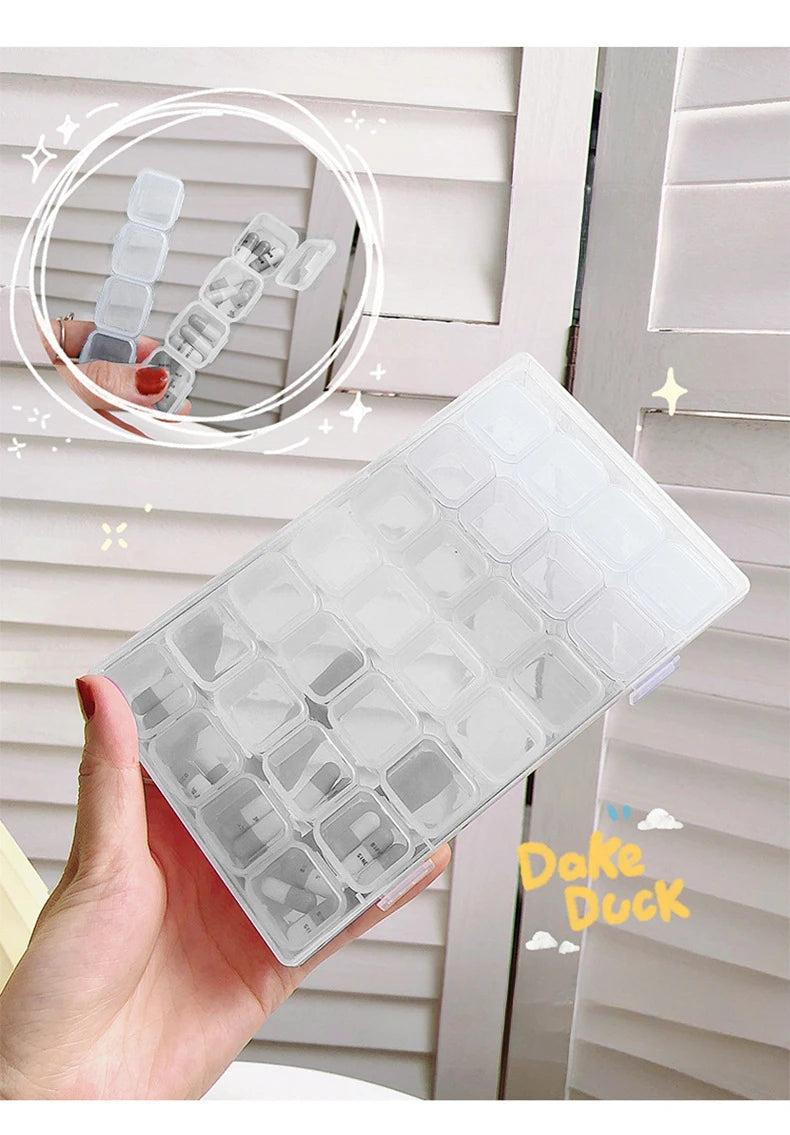 28-Grid Plastic Jewelry Storage Box, Organizer Case for Necklaces, Earrings, Rings