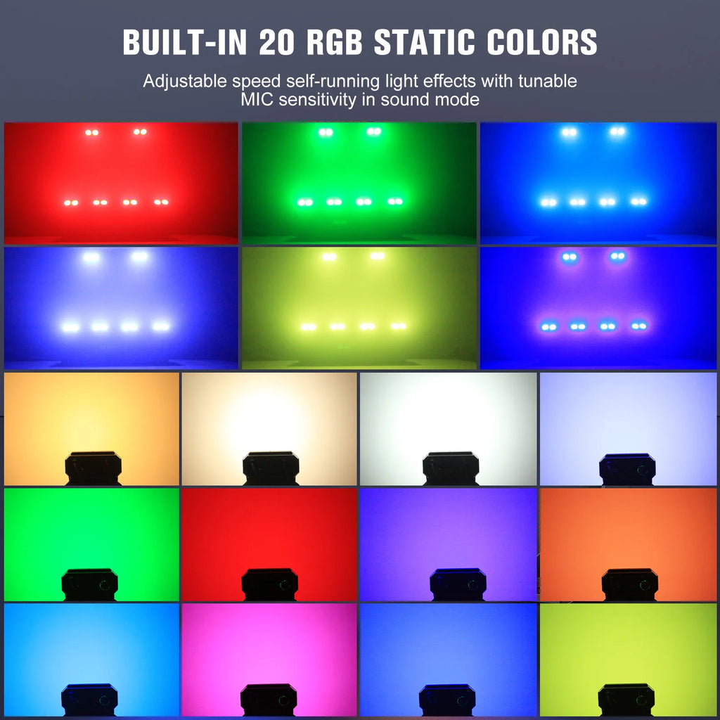 Fieryzeal 2PCS 200W COB LED Par Light 2x100W Cool&Warm White 2IN1 RGB Audience Light DMX Strobe Stage Light for DJ Disco Party