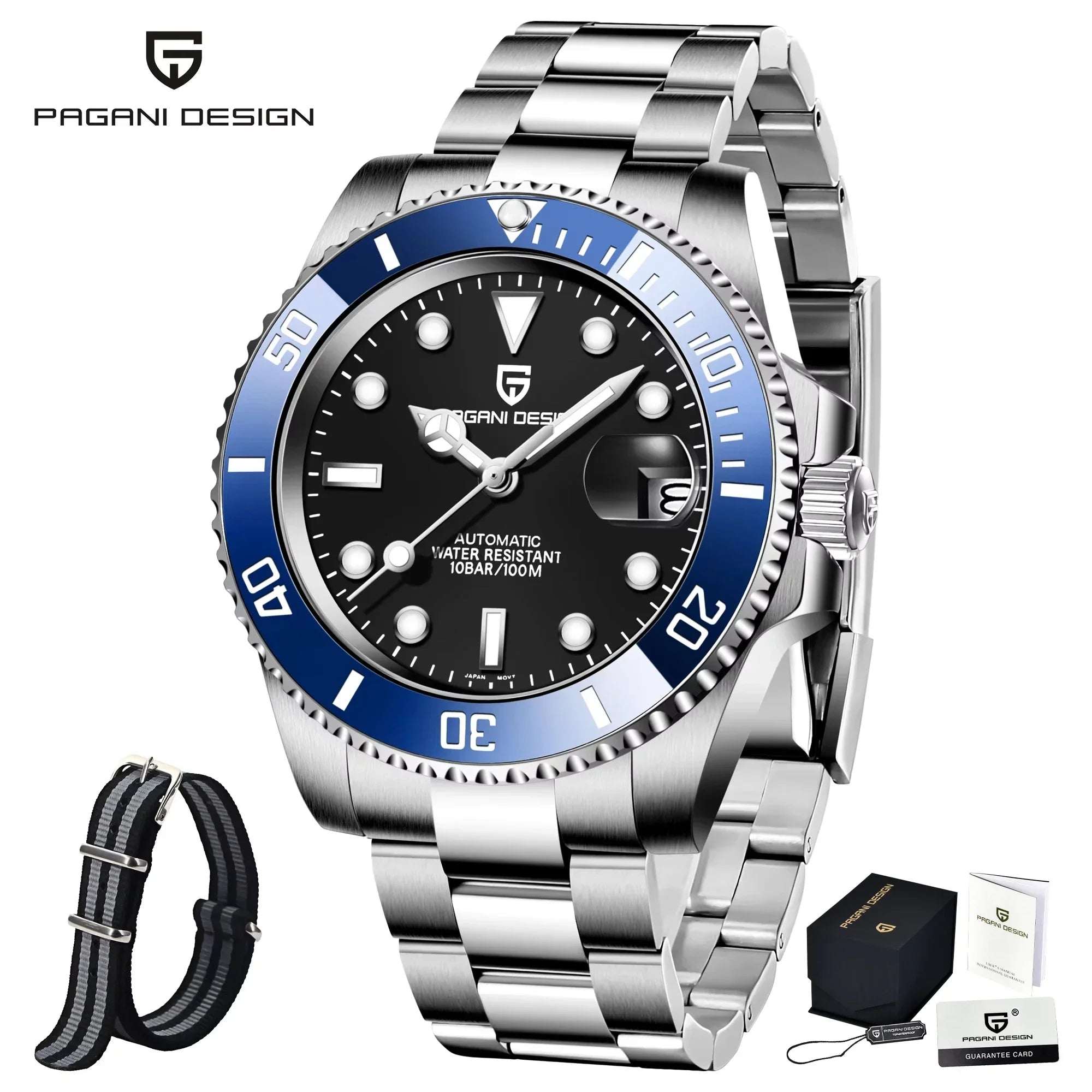 PAGANI DESIGN 2026 NEW Water Ghost Watch 40MM Luxury Automatic Mechanical Watches NH35 Auto Date Dive BGW-9 Watch For Men