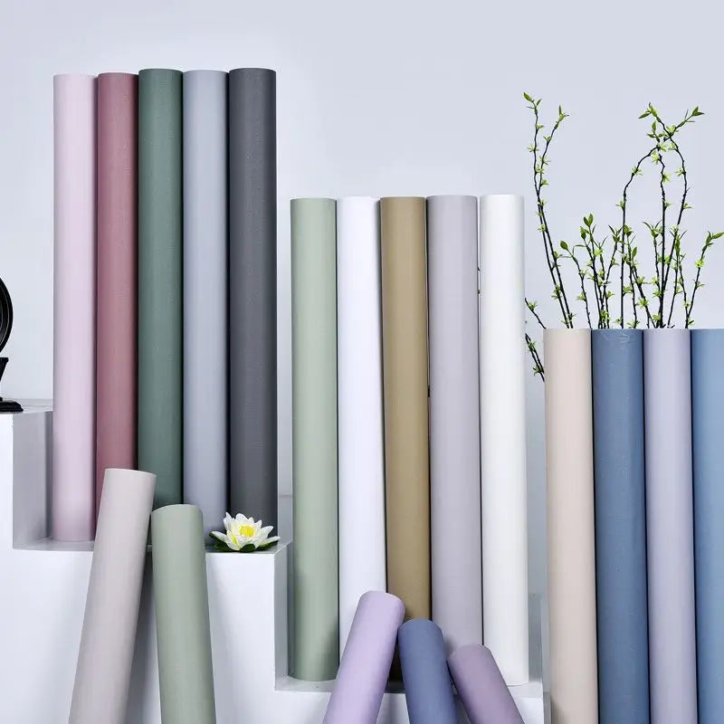 Solid Color Self-Adhesive Macaron Wallpapers Furnitures Cabinet Renovation Sticker Bedroom Vinyl Film DIY Living Room Home Decor