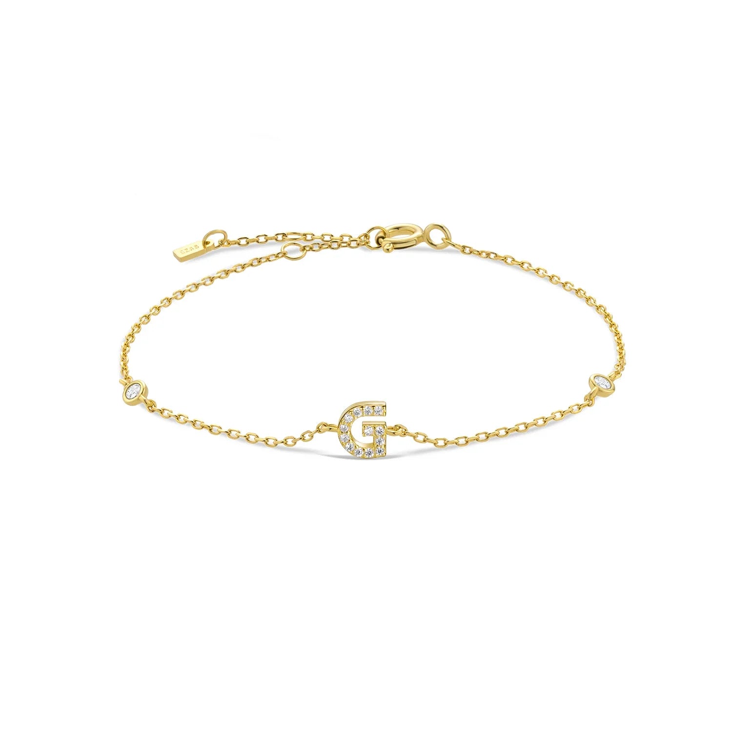 925 Sterling Silver Initial 26 Letters Alphabet Monogram Gold Name Bracelet Crystal CZ Zircon 2021 Fashionable Jewelry