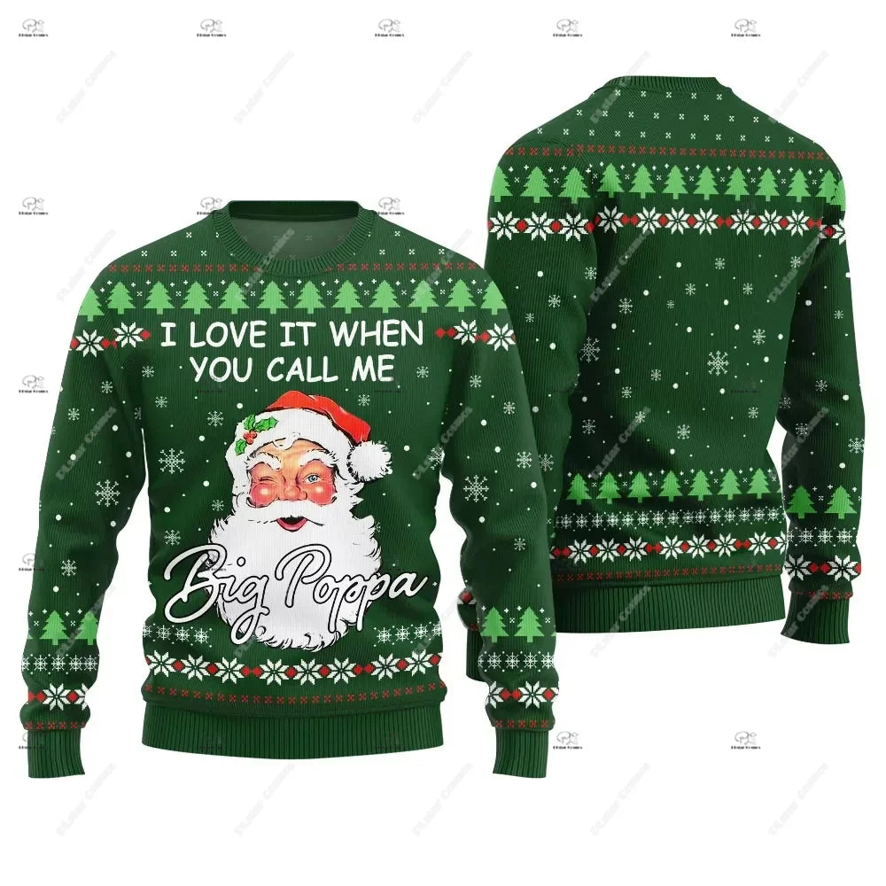 Christmas Santa Claus Pet Cat Knitted Ugly Sweater Graffiti Retro Vintage 3DPrint Pullover Harajuku Casual Funny Long Sleeves 43