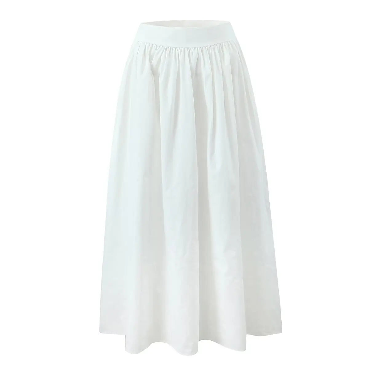 YENKYE 2025 Women Yellow White Cotton Big Swing Long Skirt Vintage High Waist Side Zipper A-line Summer Skirts Holiday