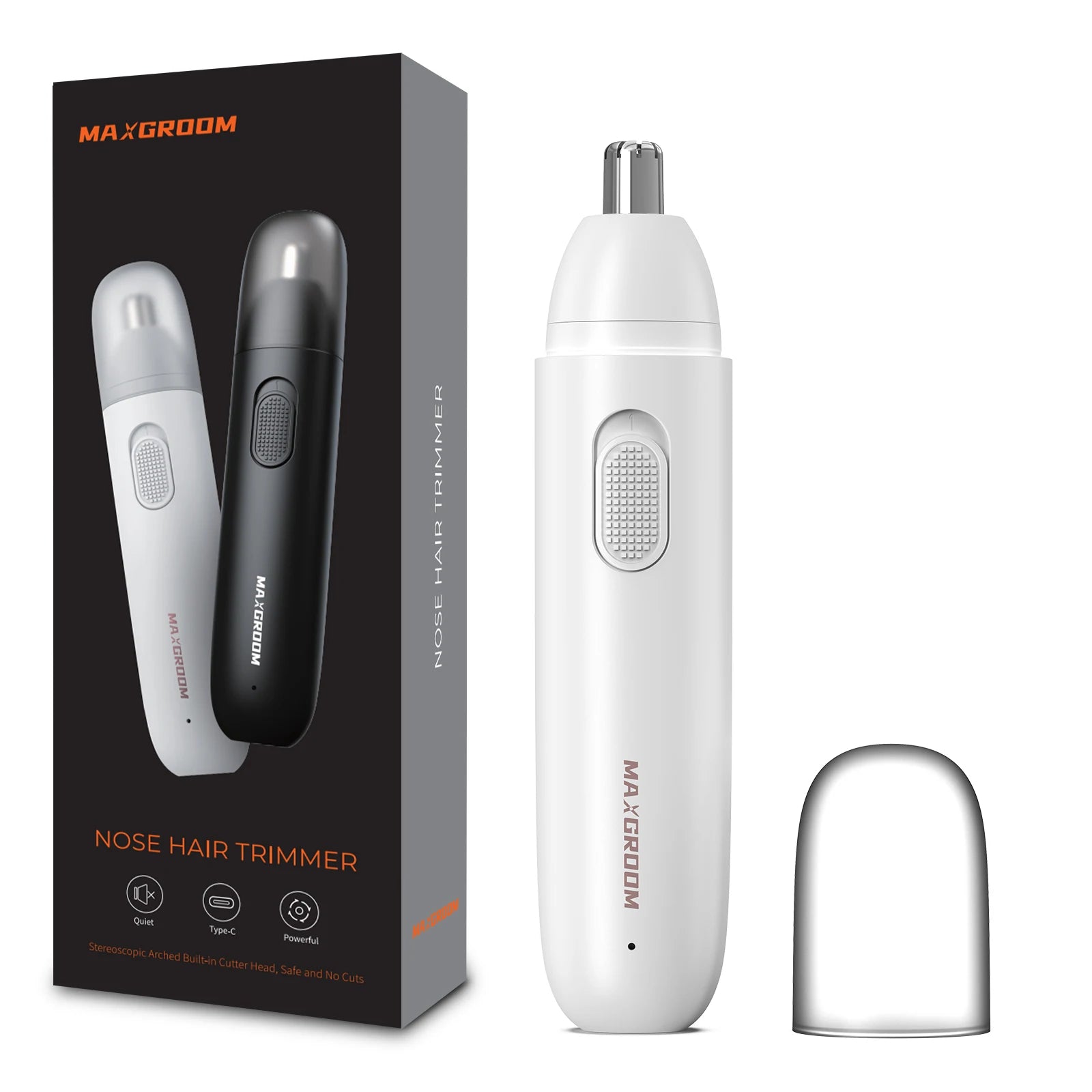 MAXGROOM Nose Hair Trimmer for Men Rechargeable 360 Rotating Dual-Blade Electric Shaver Eyebrows Nose Hair Trimmer Painless Safe