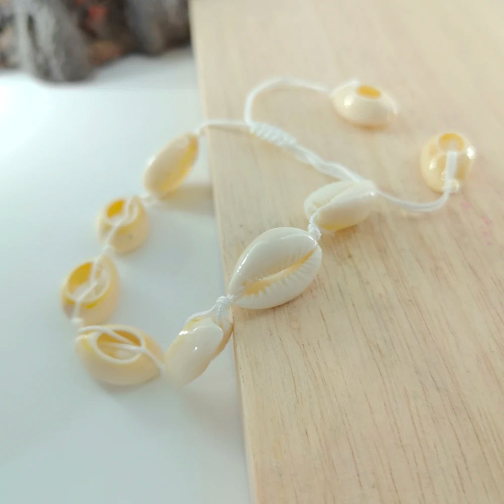 Bohemian Natural Sea Shell Charm Bracelets For Women Men Summer Sandy Beach Handmade String Rope Chains Bangle DIY Jewelry