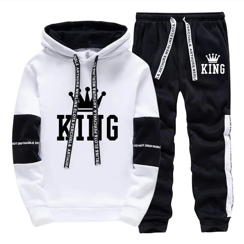 King Printing Mens Tracksuit Hot Sales Casual Hoodie Pants Streetwear Outdoors Mens Clothing Single Piece Sweatshirts Sweatpants
