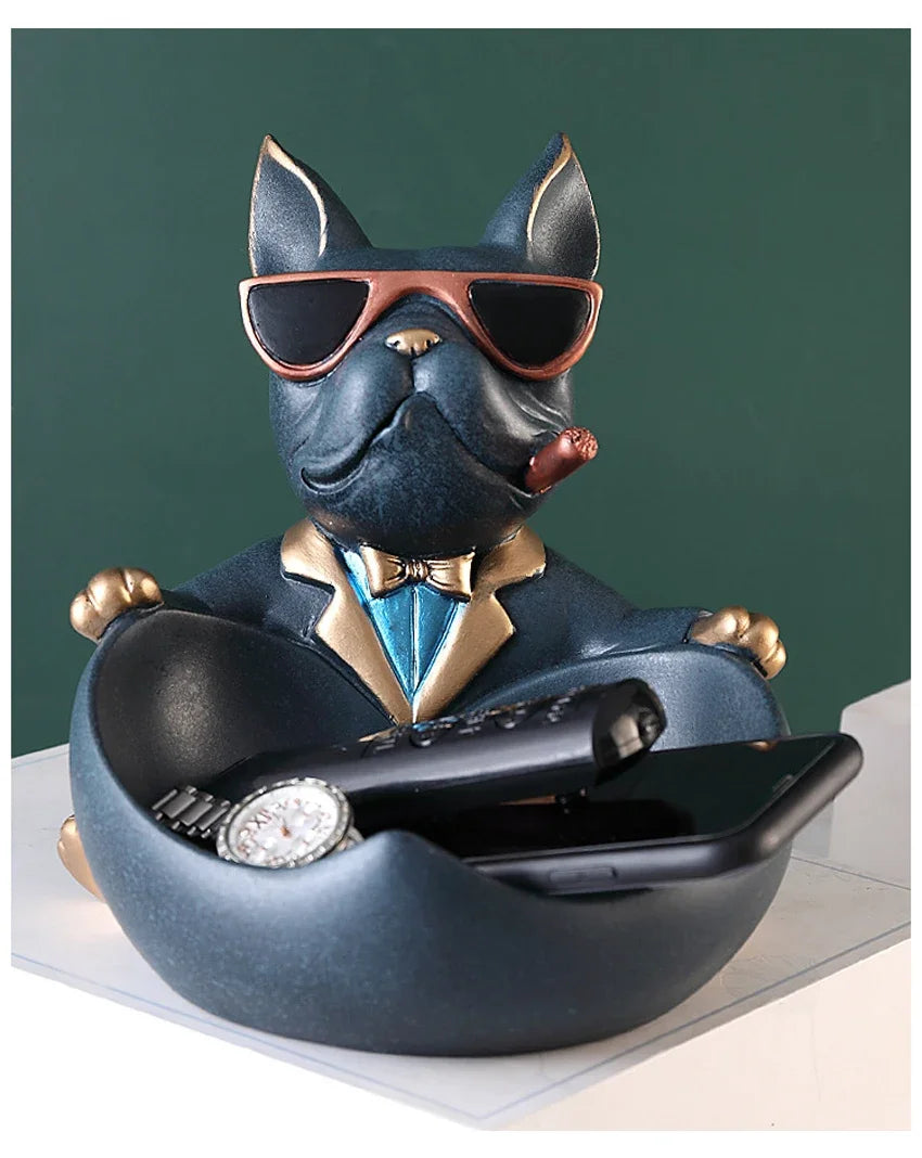 Home Decor Cool Dog Figurine Dog Statue Storage Box Animal Ornament Resin Craft Art Sculpture Figurine Home Decoration Gift