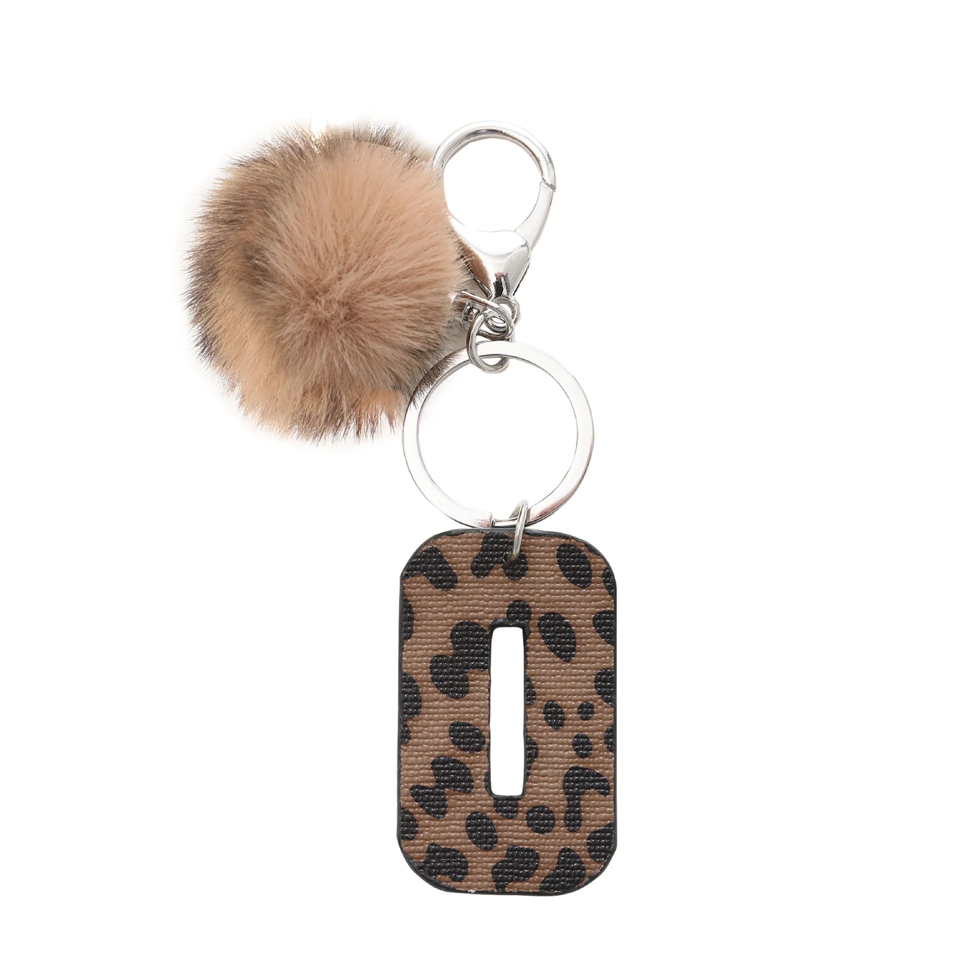 Fashion Leopard English Alphabet Artificial Leather Keychain Exquisite Letter Keyring Women Handbag Charms Accessories Gifts