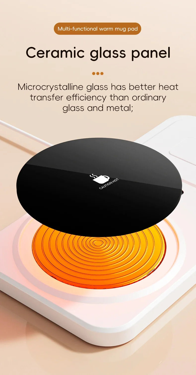 2 in 1 Coffee Mug Warmer Wireless Charger Multi-functional Cup Heating Pad 3 Gear Temperature Warmer Coaster For Milk Tea Water