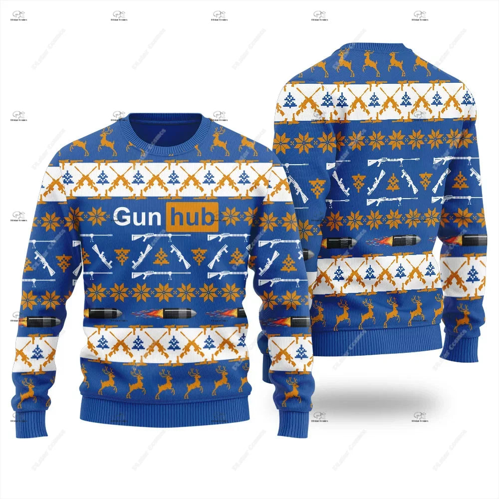 Christmas Santa Claus Pet Cat Knitted Ugly Sweater Graffiti Retro Vintage 3DPrint Pullover Harajuku Casual Funny Long Sleeves 43