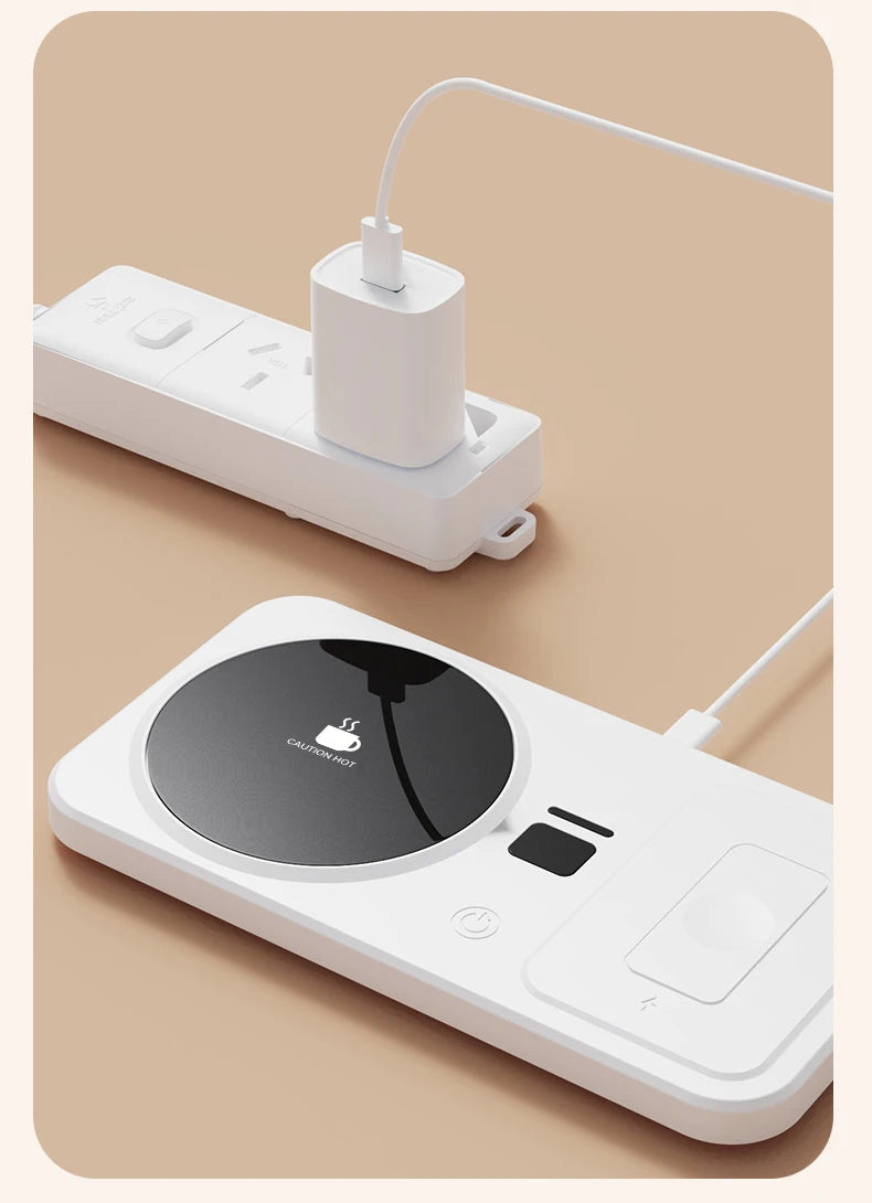 2 in 1 Coffee Mug Warmer Wireless Charger Multi-functional Cup Heating Pad 3 Gear Temperature Warmer Coaster For Milk Tea Water