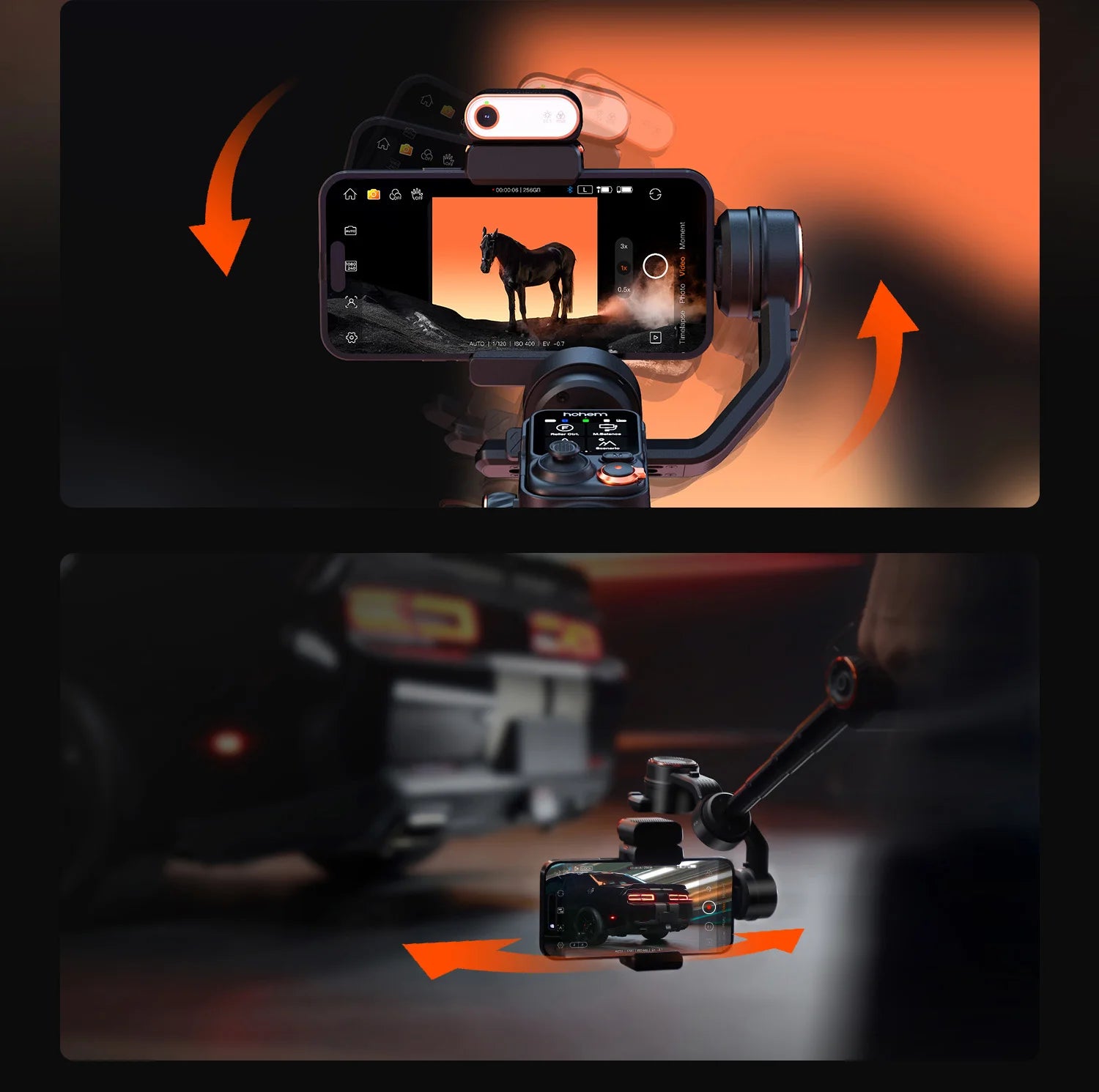 Hohem official-website isteady М7 Stabilizer Ai Face Tracking 3-Axis Phone Gimbal Built-in Selfie Stick iPhone16/Samsung Gimbal