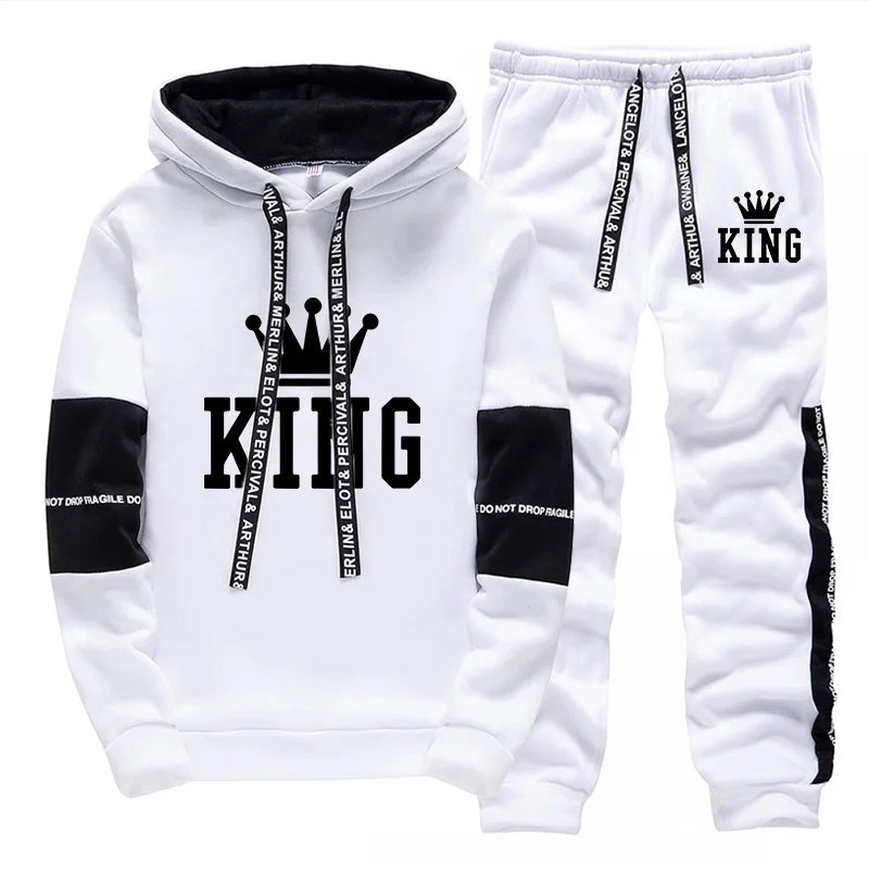 King Printing Mens Tracksuit Hot Sales Casual Hoodie Pants Streetwear Outdoors Mens Clothing Single Piece Sweatshirts Sweatpants