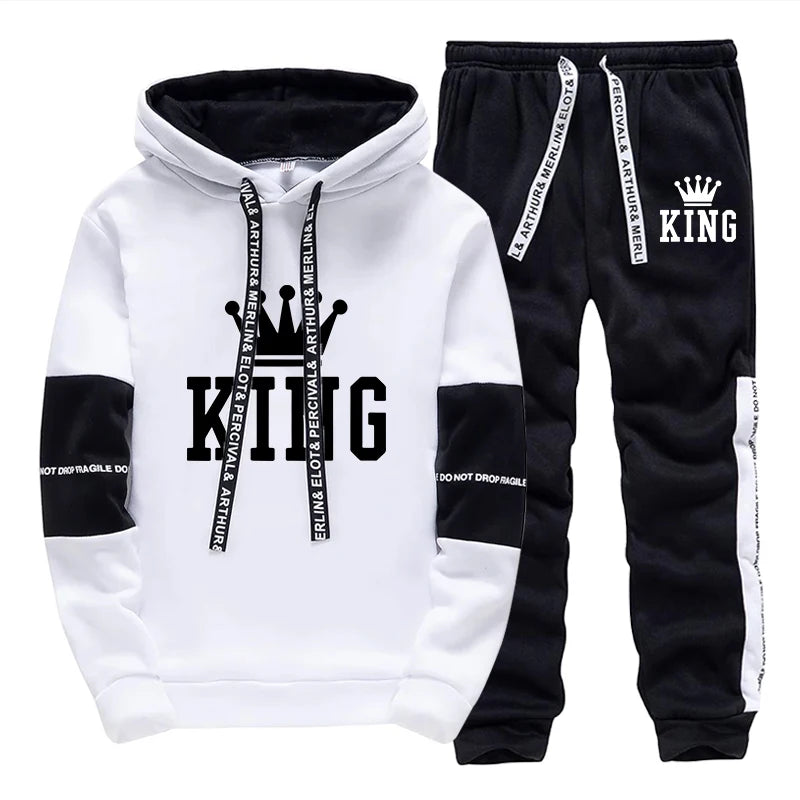 King Printing Mens Tracksuit Hot Sales Casual Hoodie Pants Streetwear Outdoors Mens Clothing Single Piece Sweatshirts Sweatpants