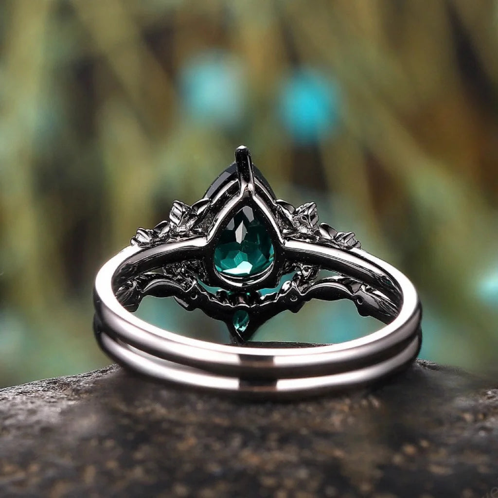 Luxury Gun Black Cubic Zircon Ring Creative Vine Ring Classic Wedding New Dazzling Ladies Accessories Jewelry