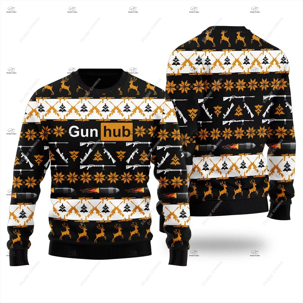 Christmas Santa Claus Pet Cat Knitted Ugly Sweater Graffiti Retro Vintage 3DPrint Pullover Harajuku Casual Funny Long Sleeves 43