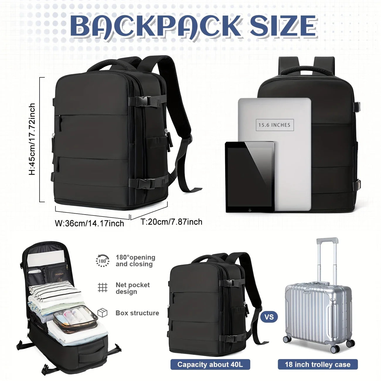 Short Distance Easyjet 45x36x20 Travel Backpack Backpack Hand Luggage Anti-theft Notebook Backpack Vacuum Bags for Clothing