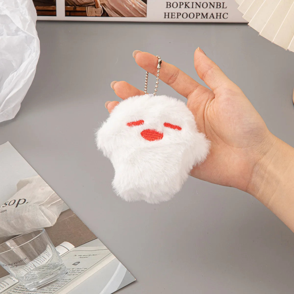 IFYOUOO Hutao Cosplay Keychain Unisex Ghost Pendant Plush Doll Key Rings Accessories Key Chains Hanging Bag Charms