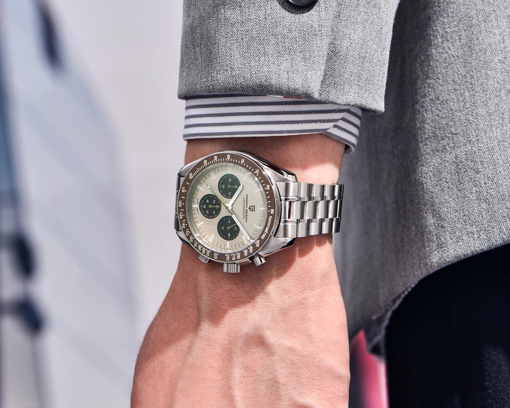 PAGANI DESIGN 2026 New Saturn Watch Luxury Quartz Watches For Men Stainless steel Luminous AR Sapphire crystal Chronograph Man