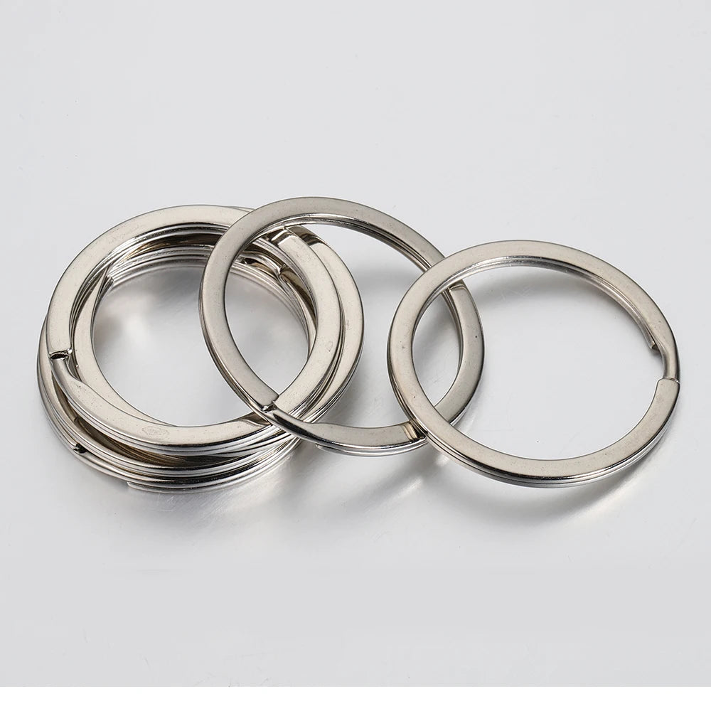 20pcs Stainless Steel Key Rings 20/25/28/30/35mm Round Flat Line Split Rings Keyring for Jewelry Making Keychain DIY Findings