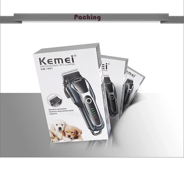 Kemei Rechargeable Professional Dog Hair Trimmer for Cat Cutter Grooming Machine Hair Remover Animal Hair Clipper for Pet